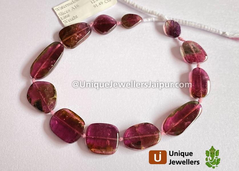 Watermelon Tourmaline Smooth Slices Beads